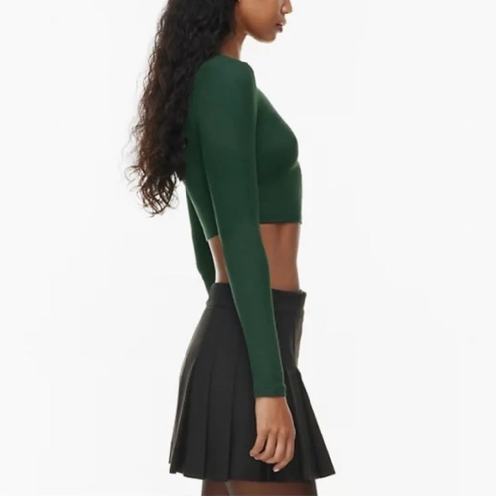 ARITZIA SUNDAY BEST Bliss Cropped Longsleeve Forest Green Size XS